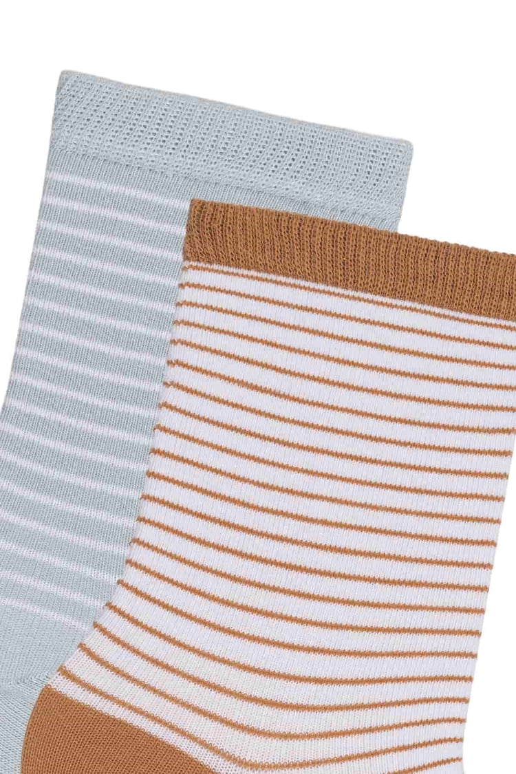 Erkek Çocuk 2'li Paket Soft Renkli Çizgili Çorap