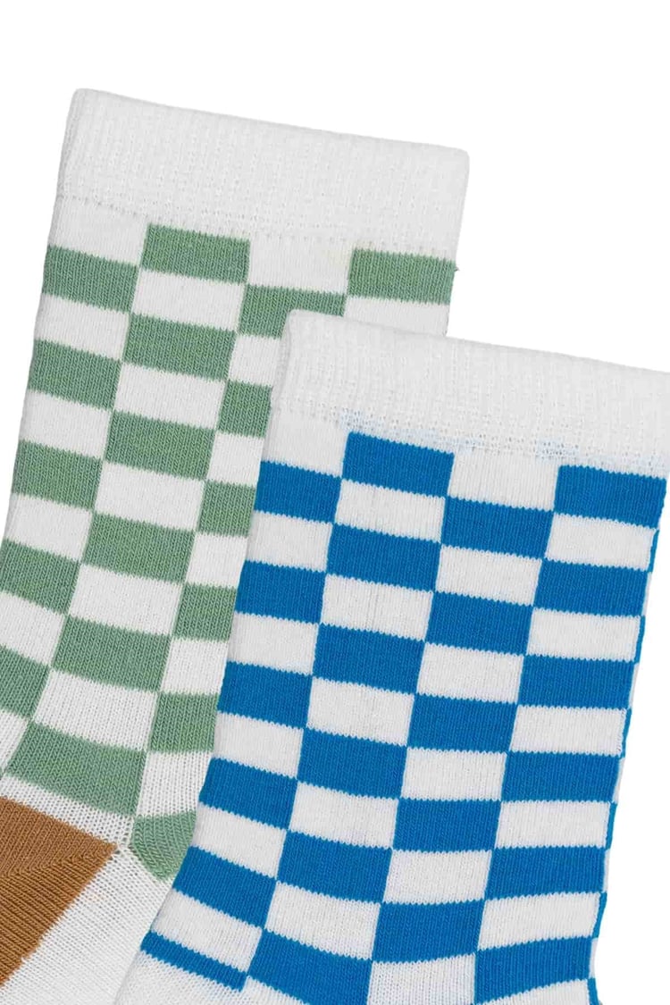 Erkek Çocuk Dama Desenli 2'li Çorap Seti