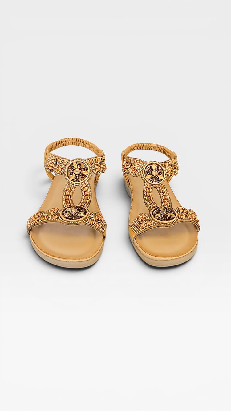 Kadın Hasır Detaylı Arkadan Lastikli Sandalet Camel