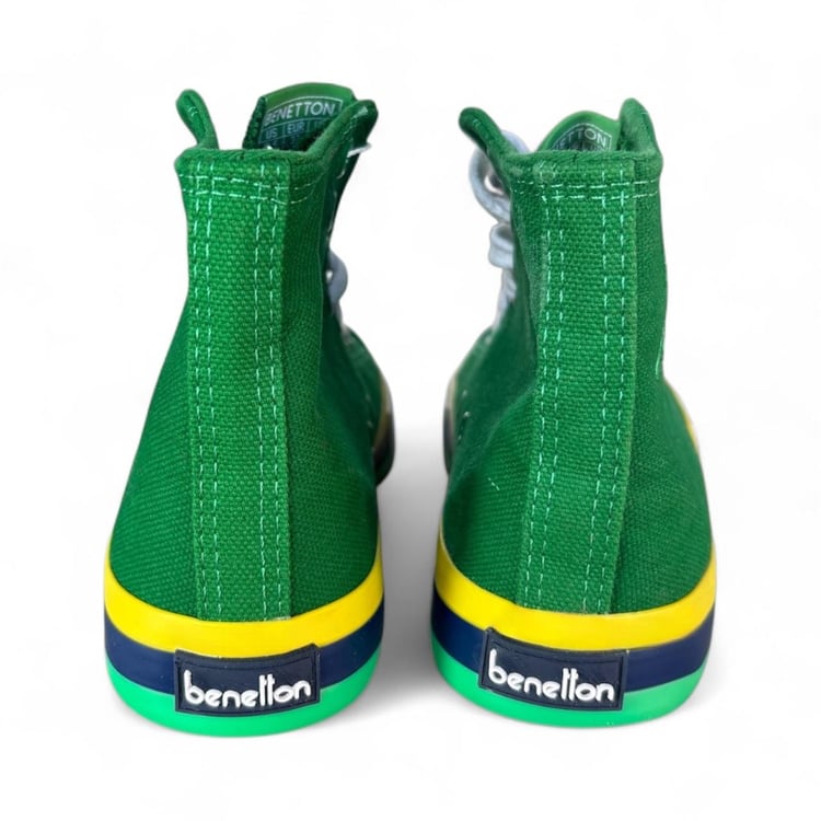 Kadın Benetton Renkli Tabanlı Boğazlı Bez Spor Ayakkabı Yeşil