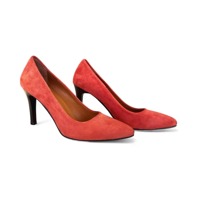 Kadın Hakiki Deri İnce Topuklu Stiletto Ayakkabı Süet Gül Kurusu