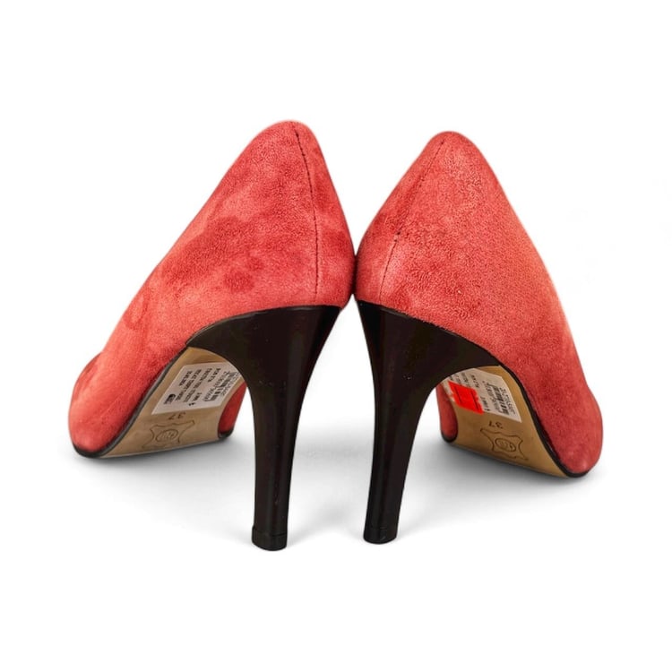 Kadın Hakiki Deri İnce Topuklu Stiletto Ayakkabı Süet Gül Kurusu