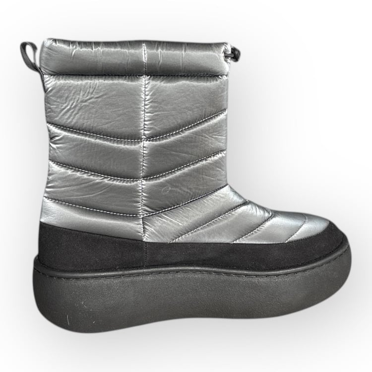 Kadın Paraşüt Kumaş Su Geçirmez Kaydırmaz Kalın Taban Kar Botu Platin