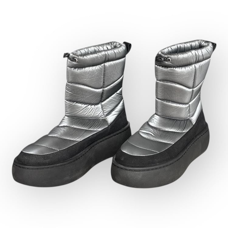 Kadın Paraşüt Kumaş Su Geçirmez Kaydırmaz Kalın Taban Kar Botu Platin