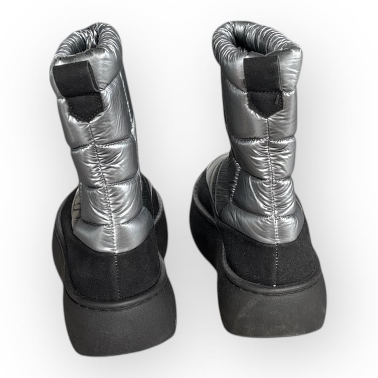 Kadın Paraşüt Kumaş Su Geçirmez Kaydırmaz Kalın Taban Kar Botu Platin