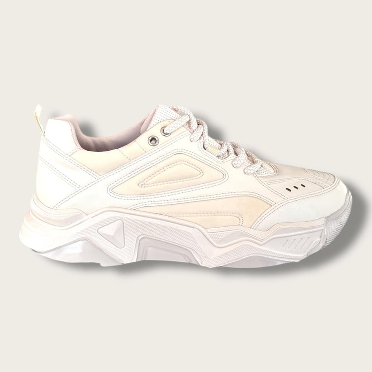 Kadın Kalın Taban Bağcıklı Spor Ayakkabı & Sneaker Bej