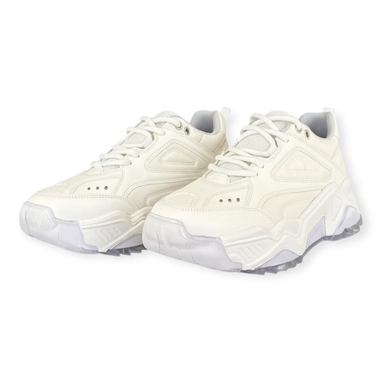 Kadın Kalın Taban Bağcıklı Spor Ayakkabı & Sneaker Beyaz