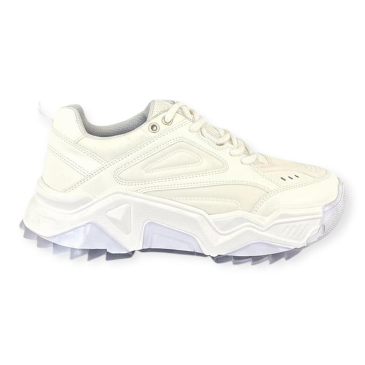 Kadın Kalın Taban Bağcıklı Spor Ayakkabı & Sneaker Beyaz