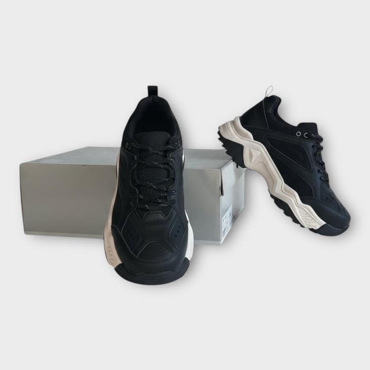 Kadın Kalın Taban Bağcıklı Spor Ayakkabı & Sneaker Siyah