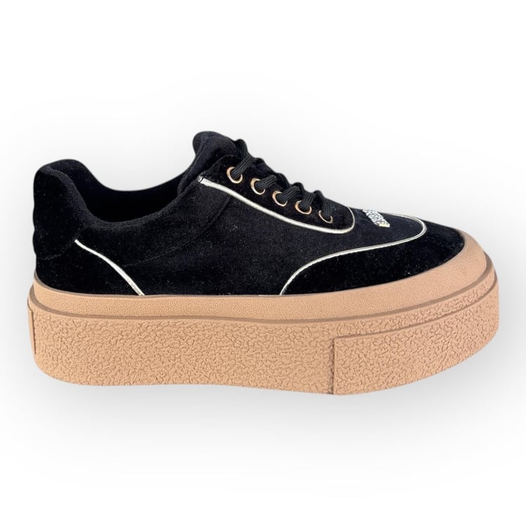 Guja Kadın Kalın Taban Bağcıklı Sneaker Siyah