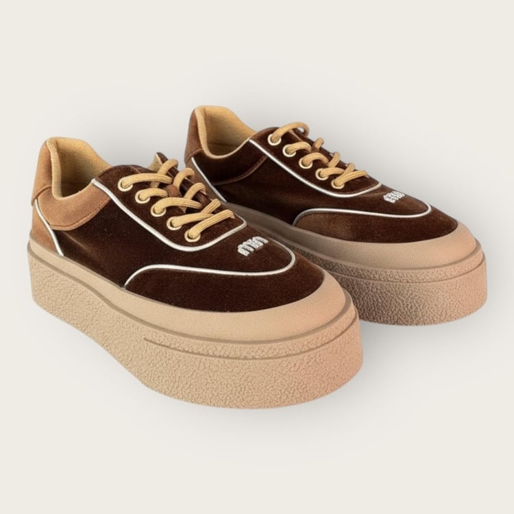 Guja Kadın Kalın Taban Bağcıklı Sneaker Kahve
