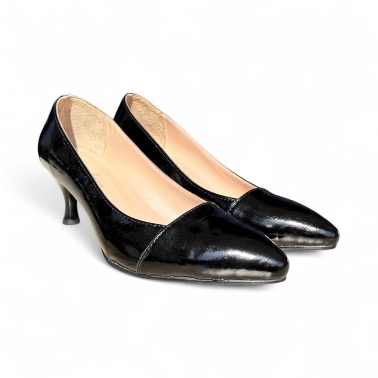 Kadın Hakiki Deri Stiletto Siyah Rugan