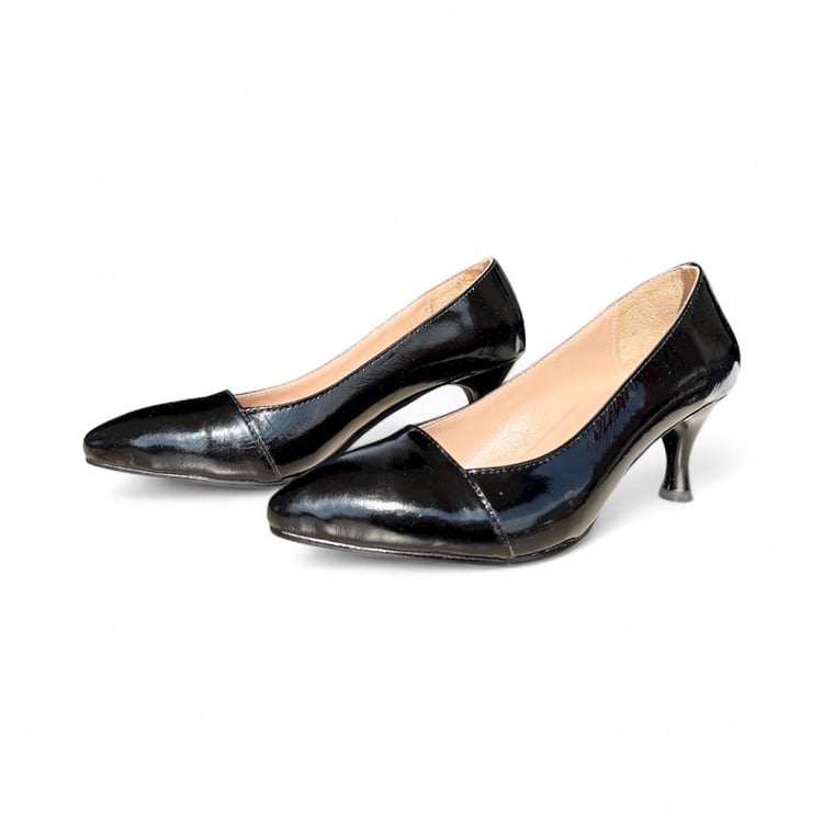 Kadın Hakiki Deri Stiletto Siyah Rugan