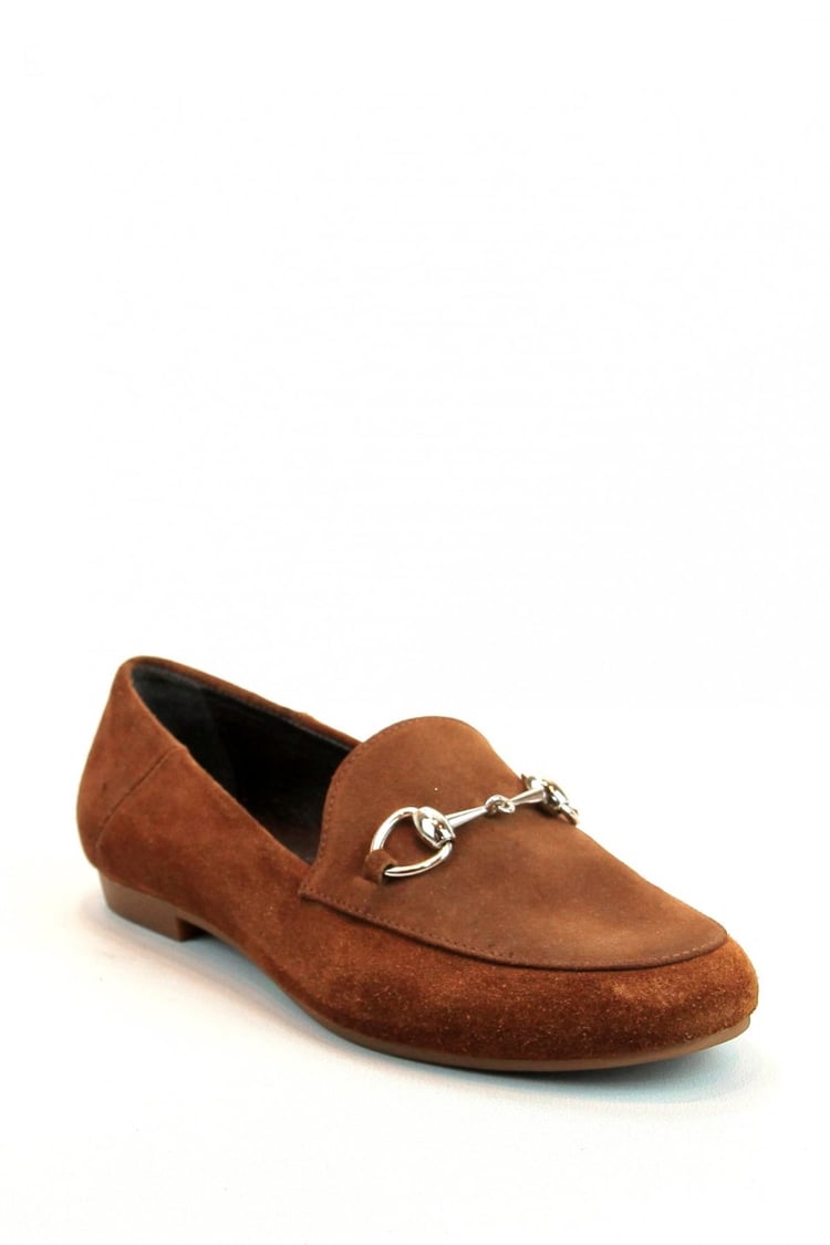 Kadın Hakiki Deri Tokalı  Loafer SÜET TABA