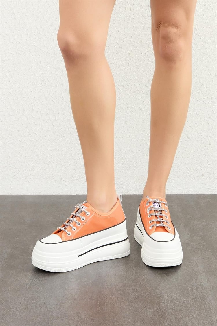 Kadın Yüksek Taban Bağcıklı Sneaker TURUNCU
