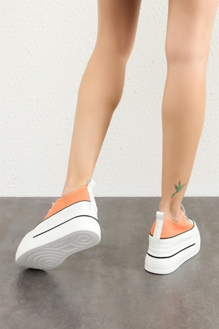 Kadın Yüksek Taban Bağcıklı Sneaker TURUNCU