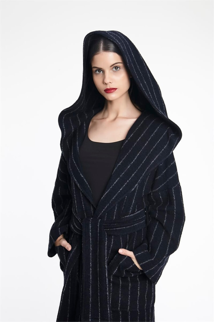 Oversize Çizgili Kaban