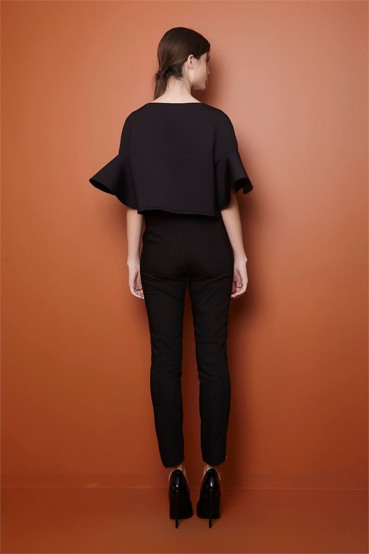 Kolları Volanlı Croptop Bluz