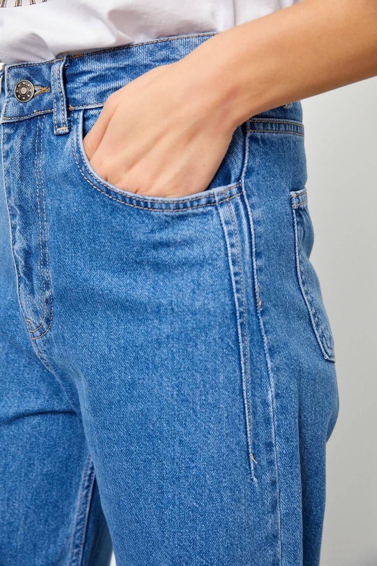 Açık Mavi Yüksek Bel Bol  Paça JeanST060S20437007