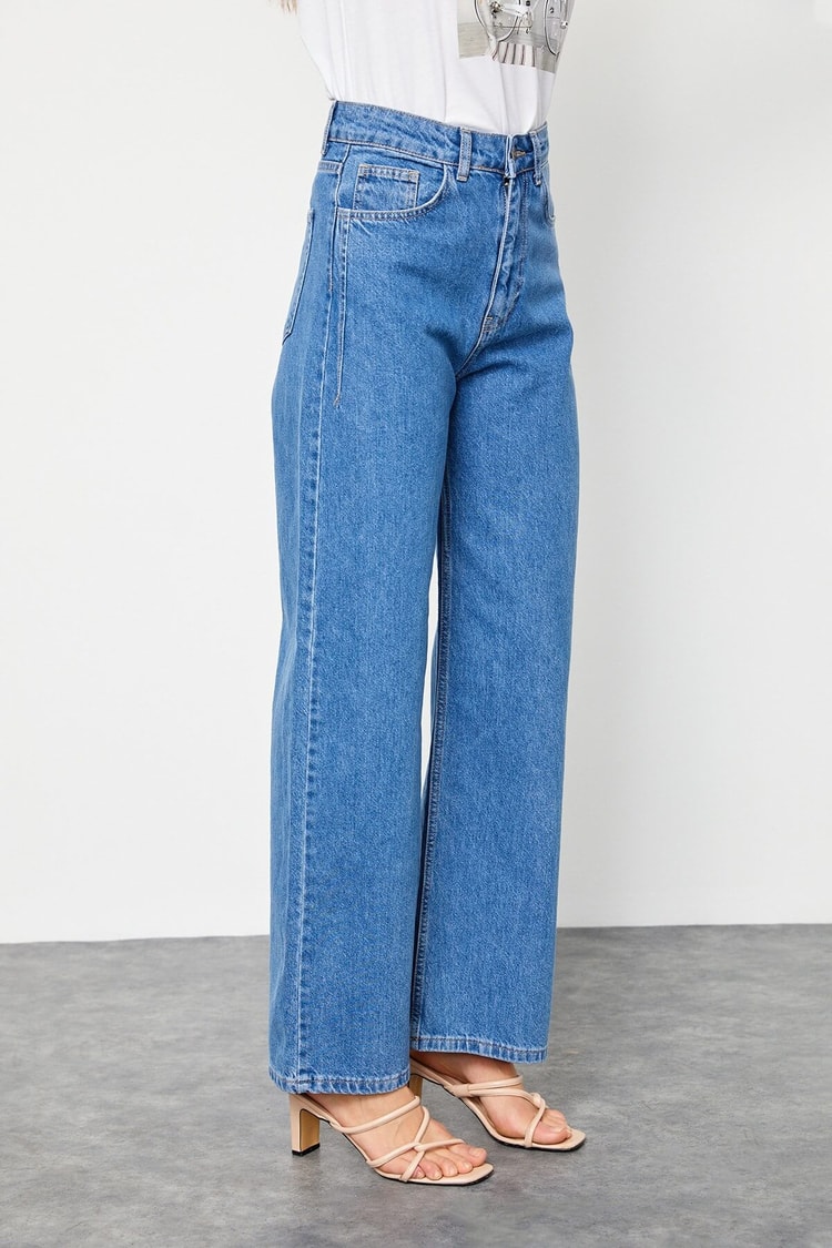 Açık Mavi Yüksek Bel Bol  Paça JeanST060S20437007