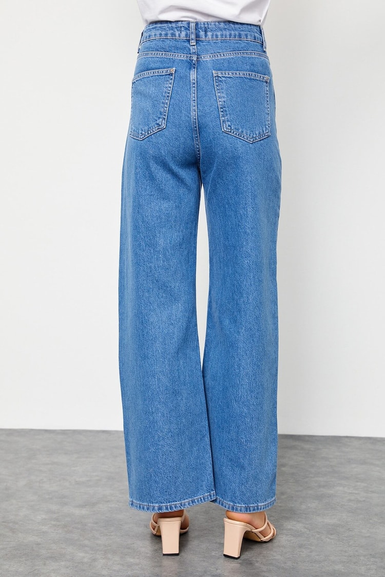 Açık Mavi Yüksek Bel Bol  Paça JeanST060S20437007