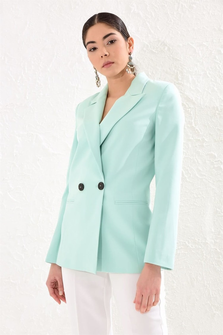 Açık Mint  Kruvaze Uzun Kol Blazer CeketST050S9014401