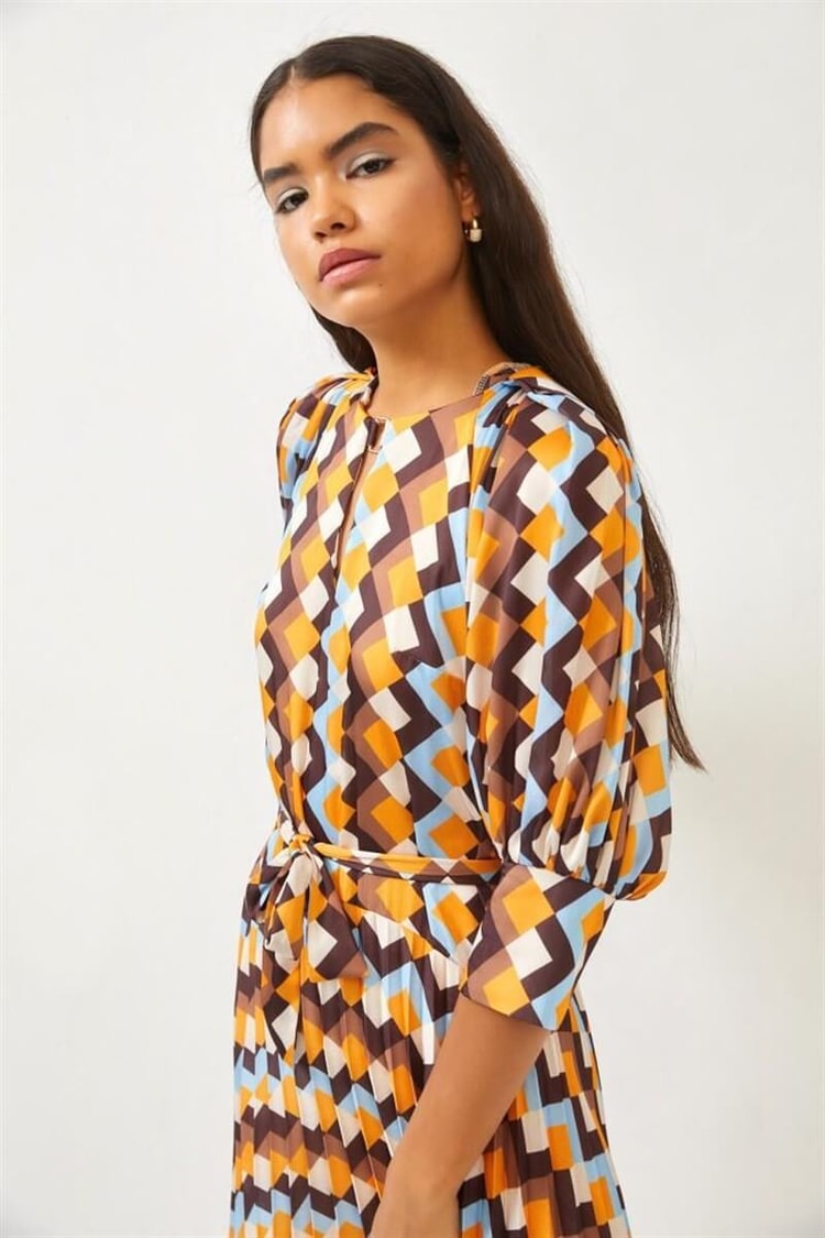 Aqua Geometrik Detaylı Midi ElbiseST060S40125501