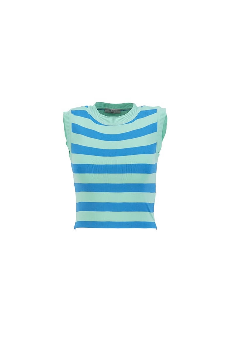Bebe Mavi Çizgili Bisiklet Yaka Triko BluzST070S94184001