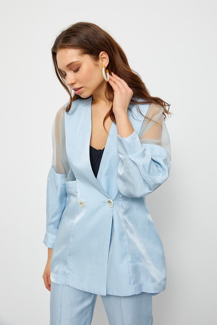 Bebe Mavi Organze Kumaş Karışımlı TakımST060S60079001