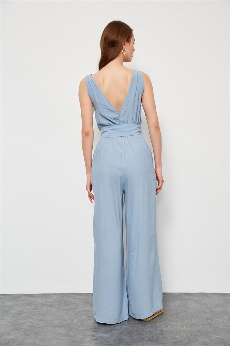 Bebe Mavi Viskon Rayon Tokalı Ve Kemerli Maxi TulumST050S2811801