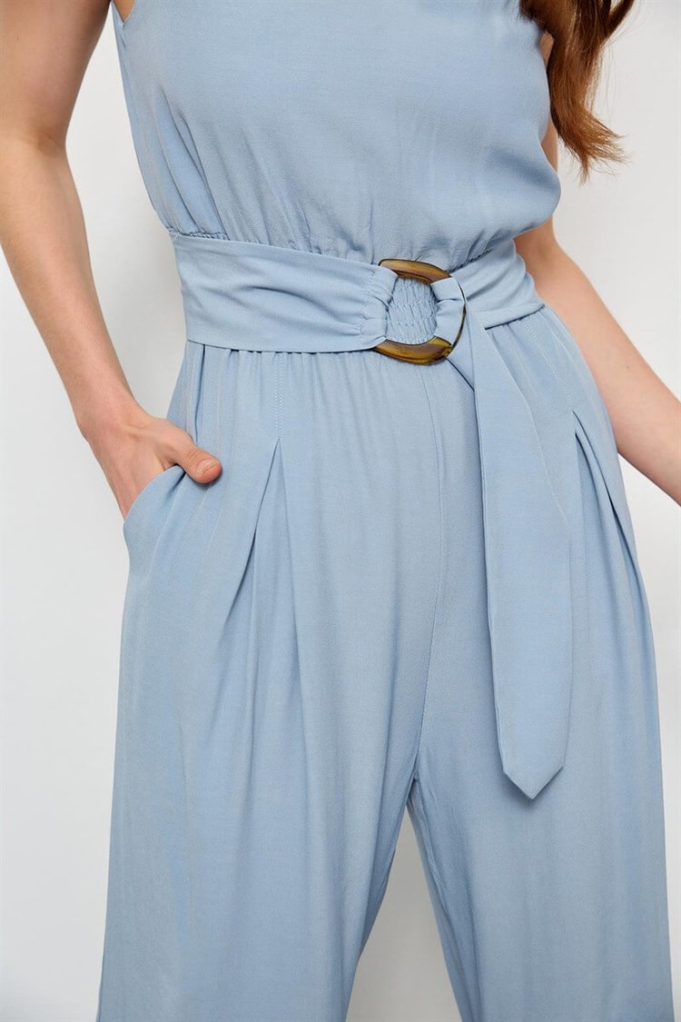 Bebe Mavi Viskon Rayon Tokalı Ve Kemerli Maxi TulumST050S2811801