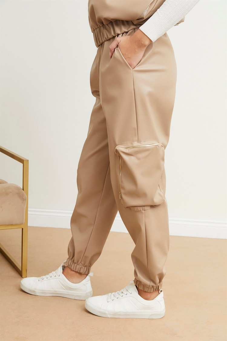 Bej Beli Lastikli Jogger PantolonST050W2038801