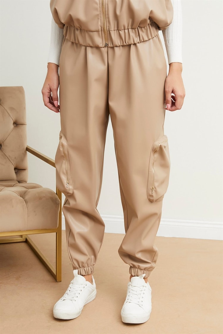 Bej Beli Lastikli Jogger PantolonST050W2038801