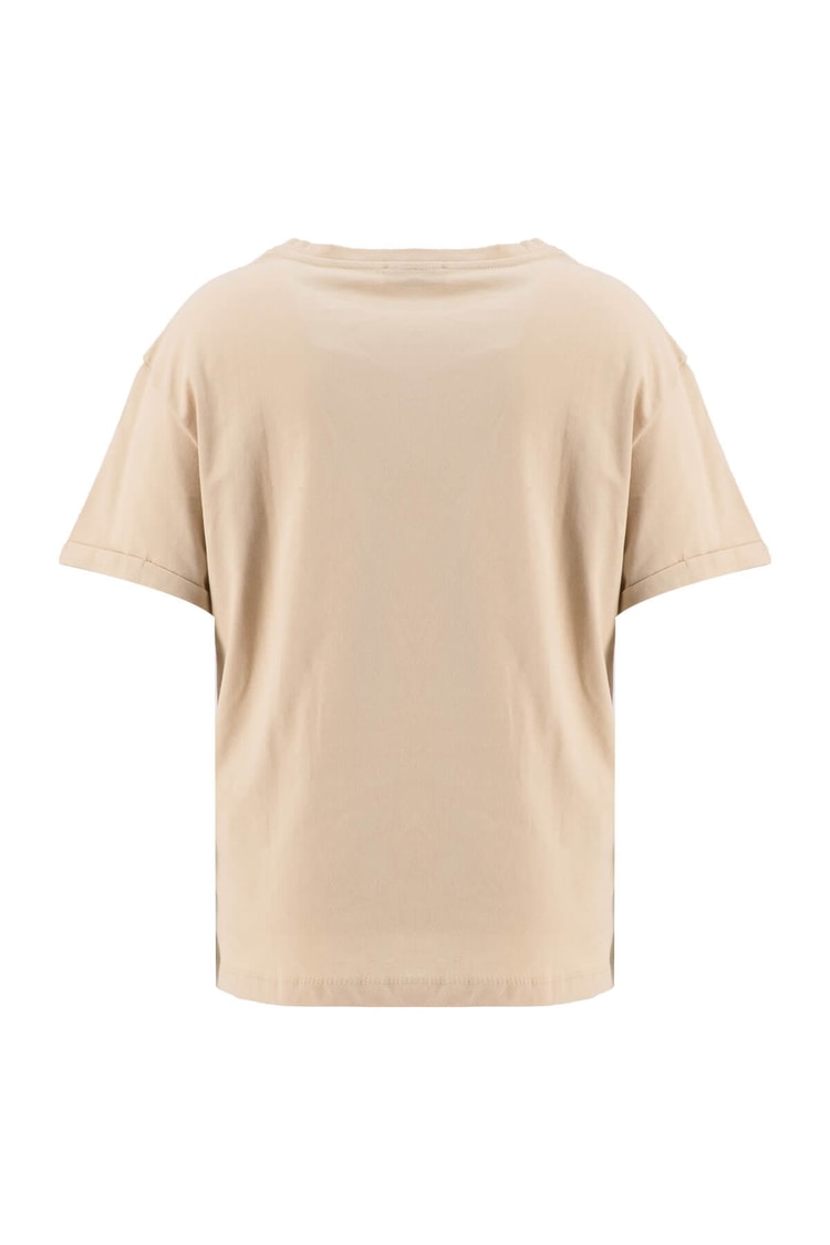 Bej Bisiklet Yaka Baskılı Pamuk T-ShirtST060S71160012