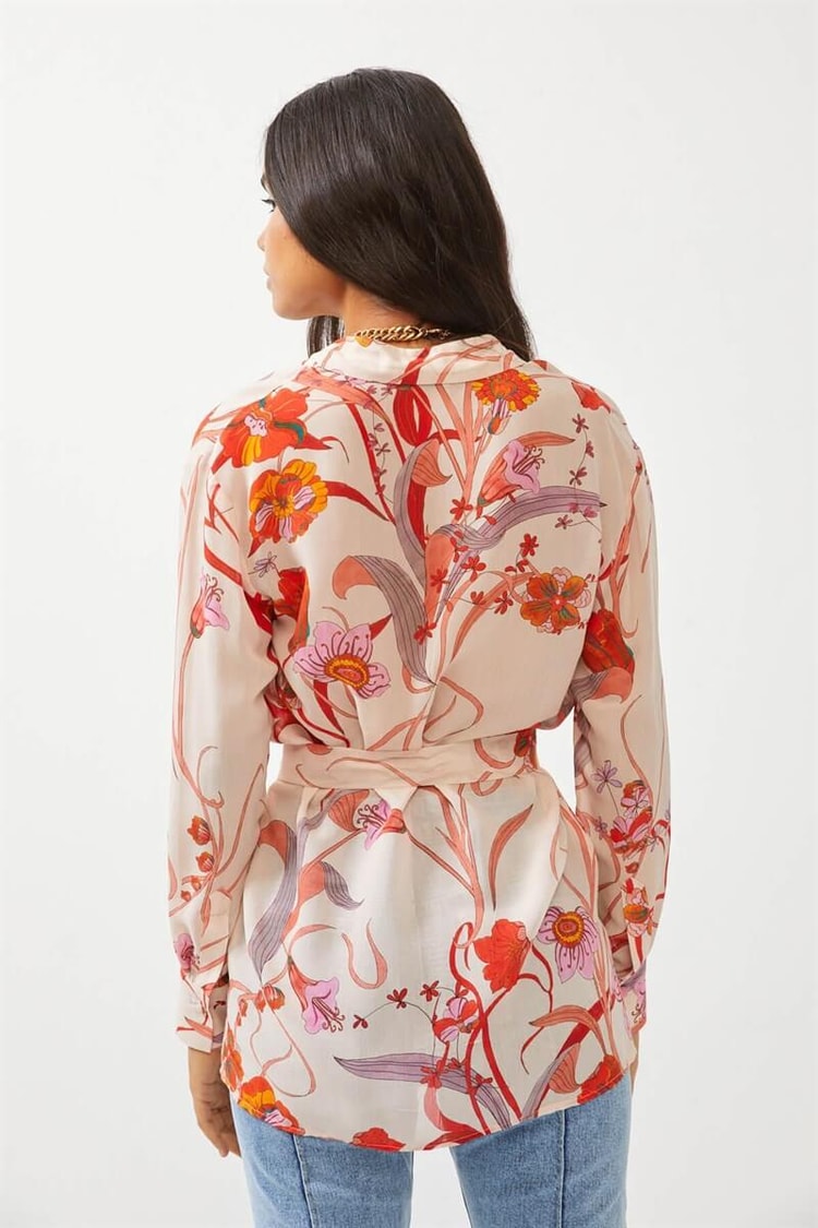 Bej Floral Desen Kuşaklı TunikST060S65130001