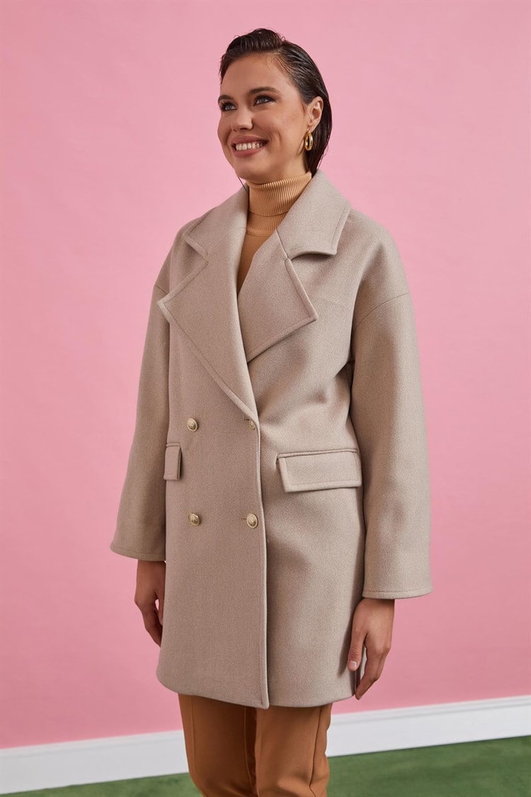 Bej Kruvaze Oversize Kaşe KabanST060W64135002