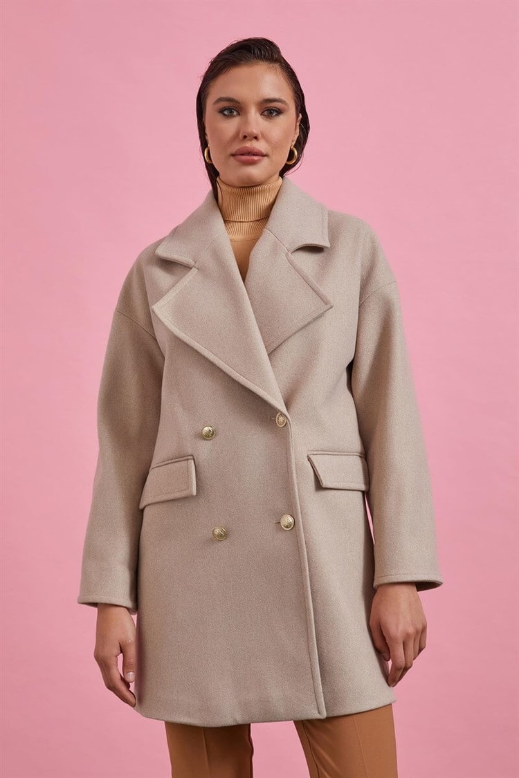 Bej Kruvaze Oversize Kaşe KabanST060W64135002