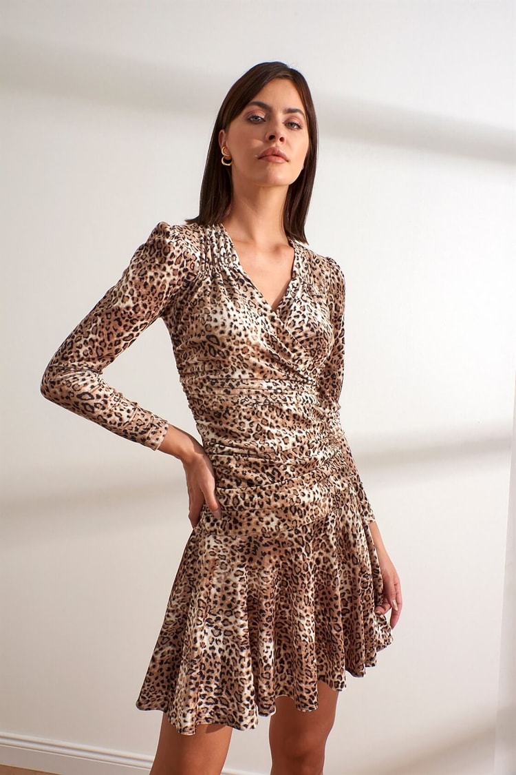 Bej Leopar Desenli ElbiseST050W4064201