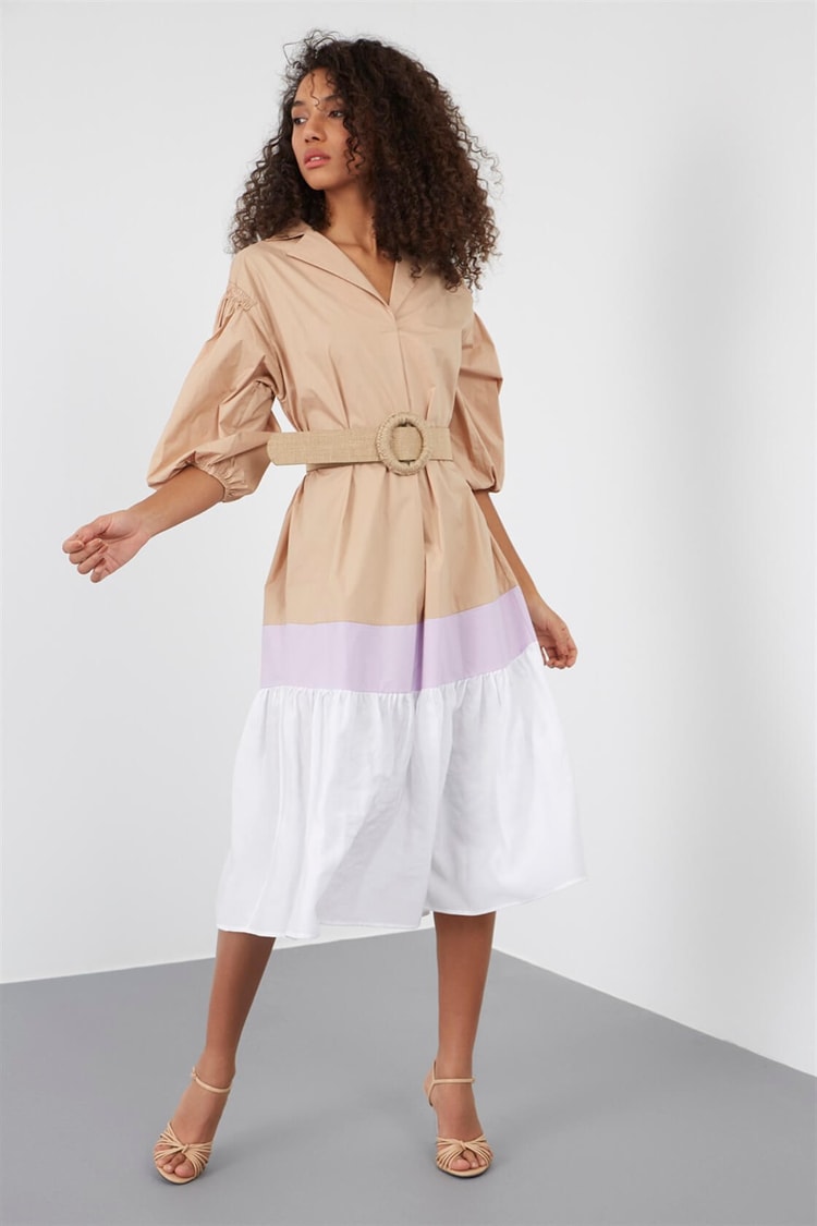 Bej-Lila ElbiseST050S4042601