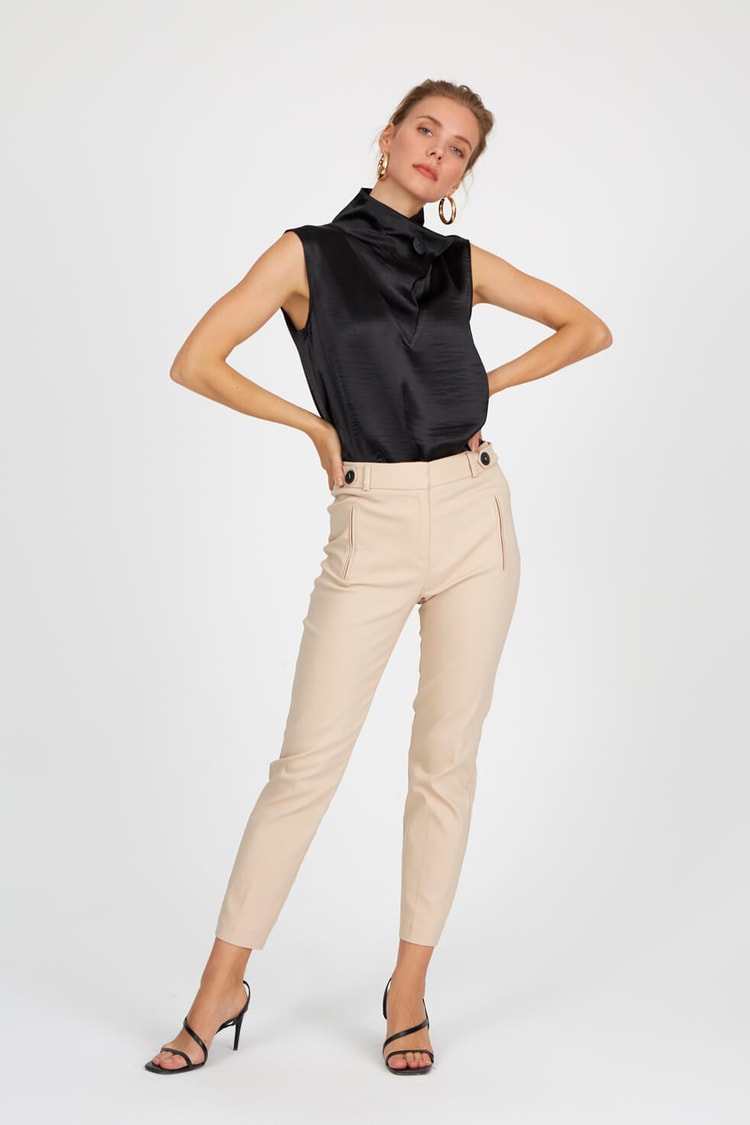 Bej Normal Bel Dar Paça PantolonST040S2019602