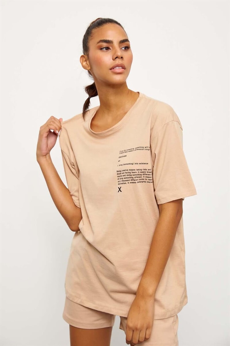 Bej T-Shirt Şort TakımST060S83102002
