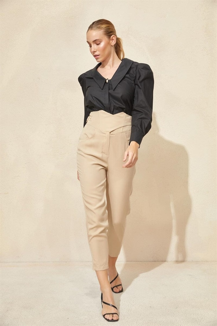 Bej Yüksek Bel Korse Detaylı PantolonST060S20447001