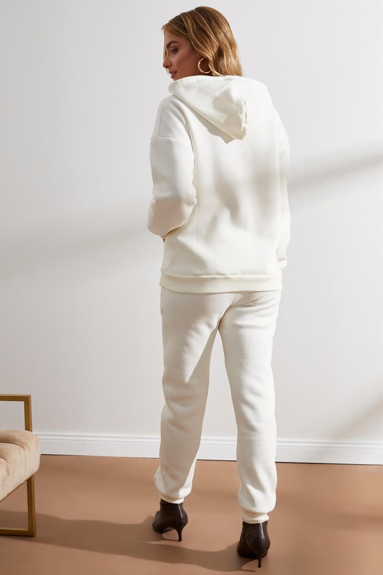 Beyaz Fermuarlı Sweatshirt Jogger TakımST050W6006101
