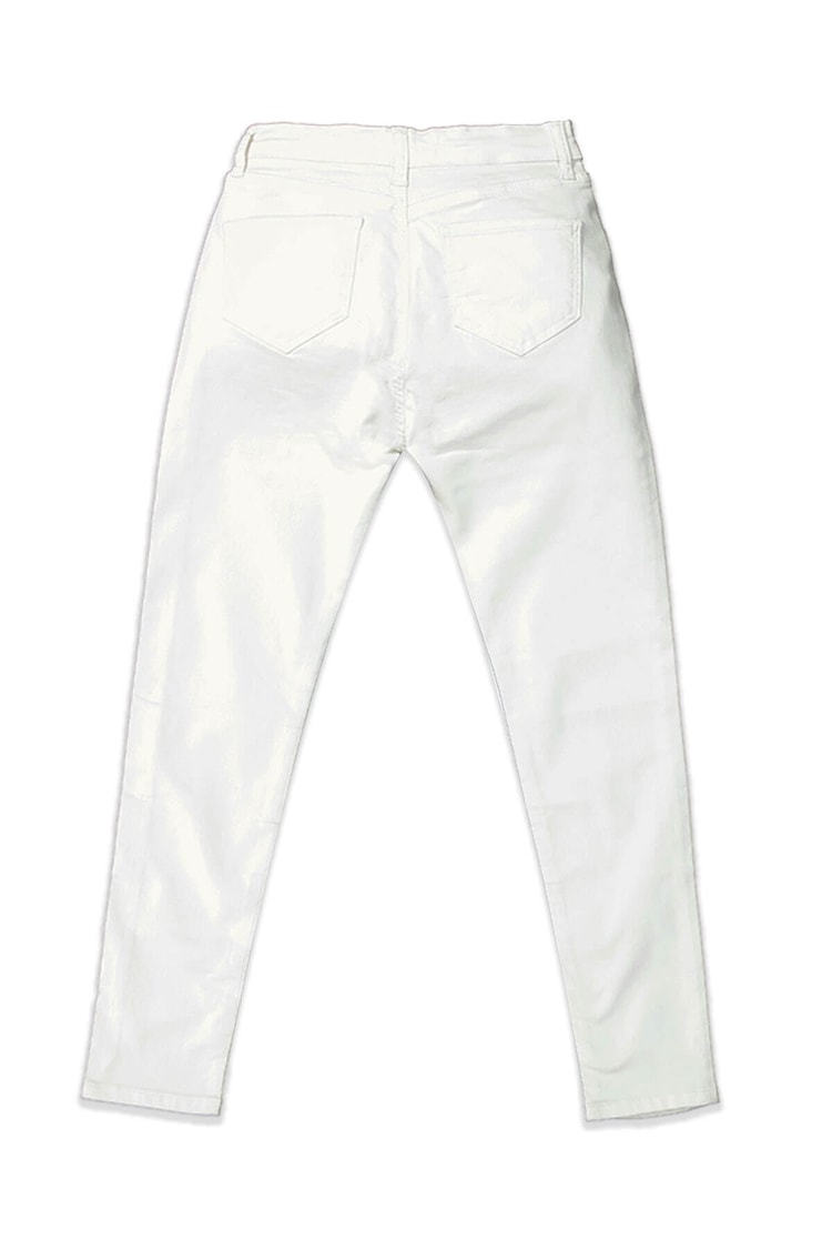 Beyaz Yüksek Bel Düğmeli JeanST040S200701