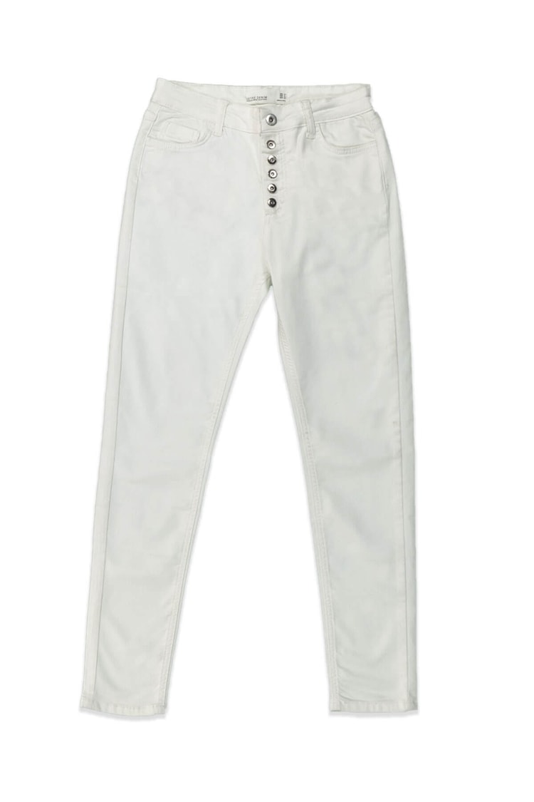 Beyaz Yüksek Bel Düğmeli JeanST040S200701