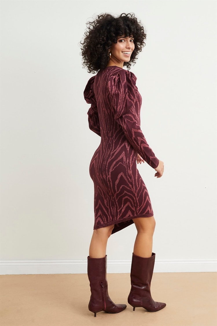 Bordo Bisiklet Yaka Triko ElbiseST060W9411301