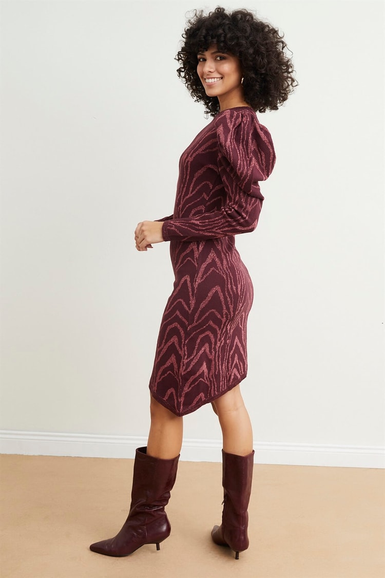 Bordo Bisiklet Yaka Triko ElbiseST060W9411301