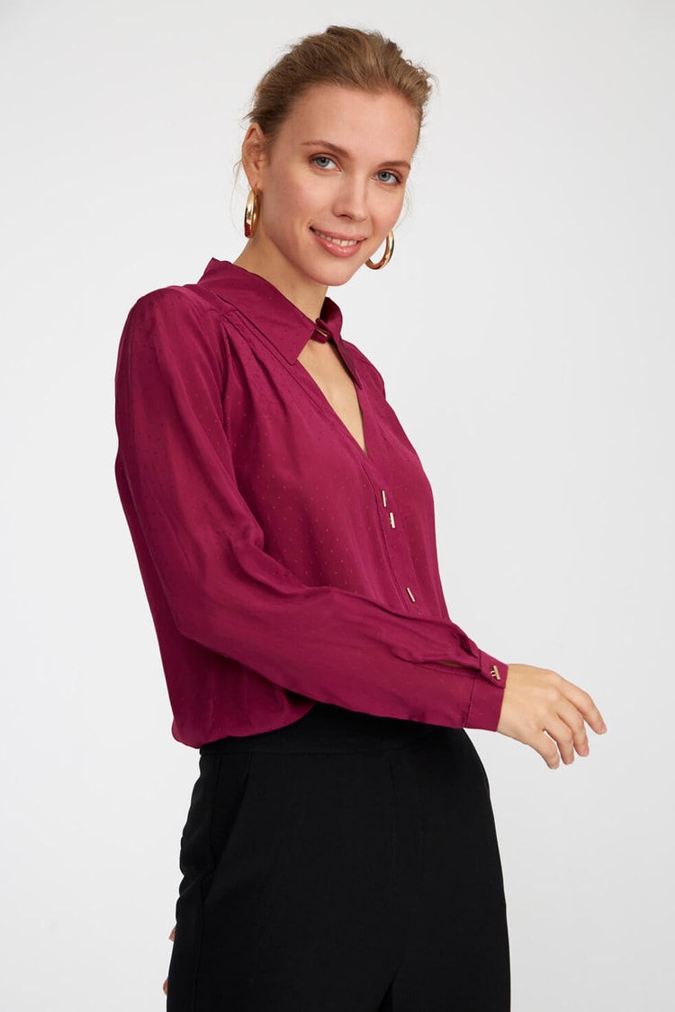 Bordo Gömlek Yaka Uzun Kol GömlekST050W5508802