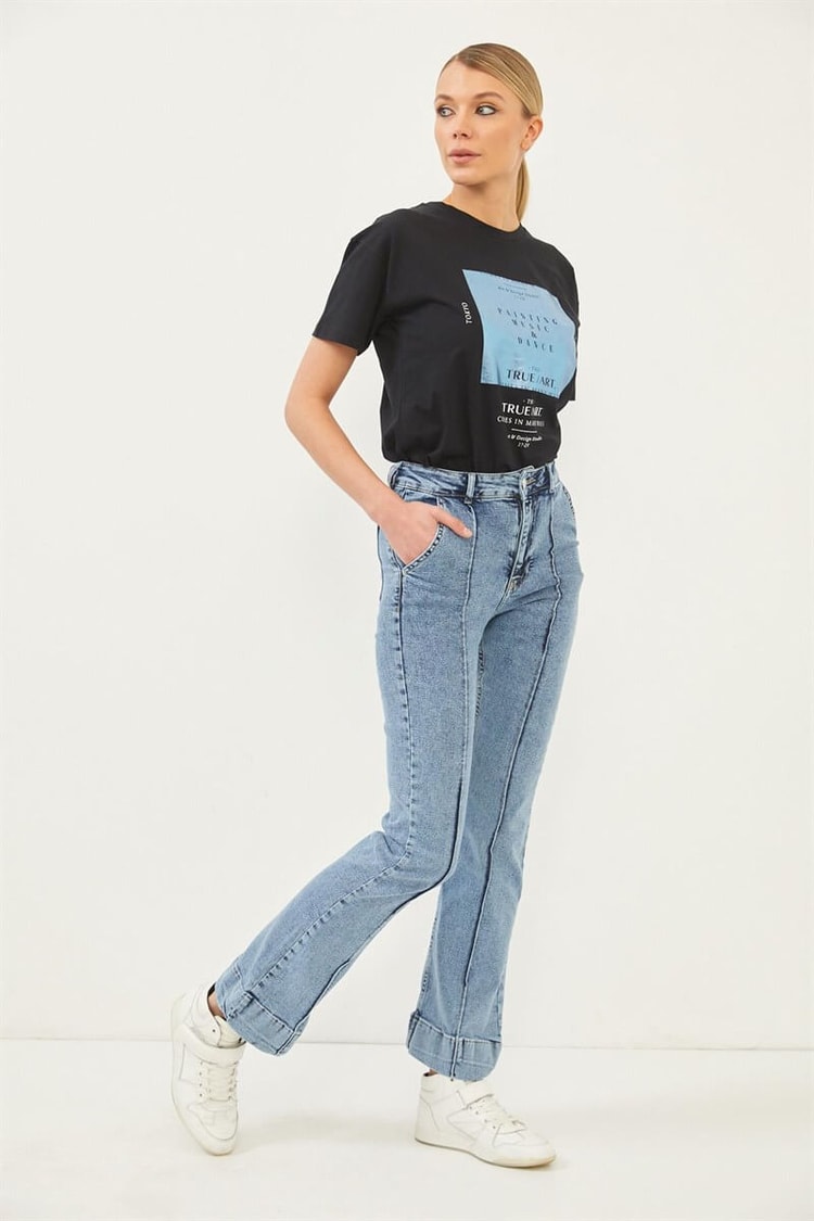 Buz Mavisi Yüksek Bel Flare JeanST060S31683001