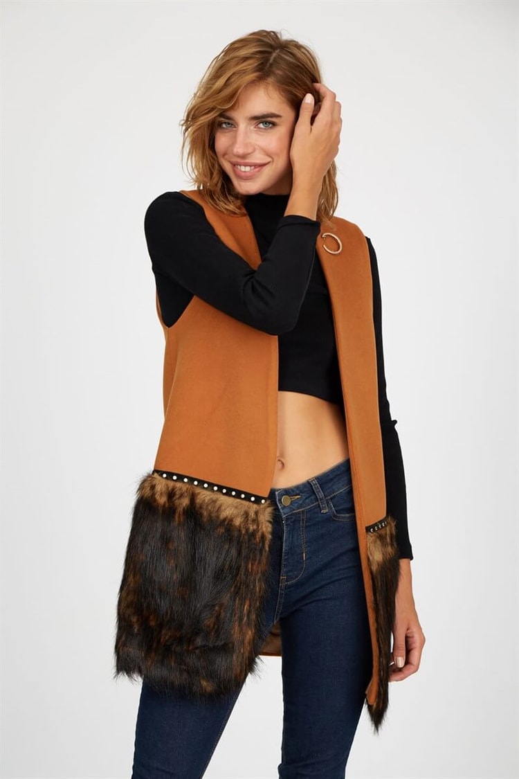 Camel Ceket Yaka Kolsuz YelekST040W9501202